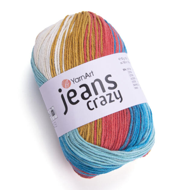 YarnArt Jeans Crazy Wolle 50g – soft yarn made of 55% cotton, 45% acrylic for knitting and crochet projects