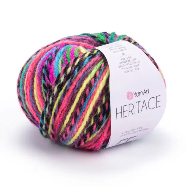 YarnArt Heritage Yarn 50g – soft yarn made of 25% wool, 75% acrylic for knitting and crochet projects