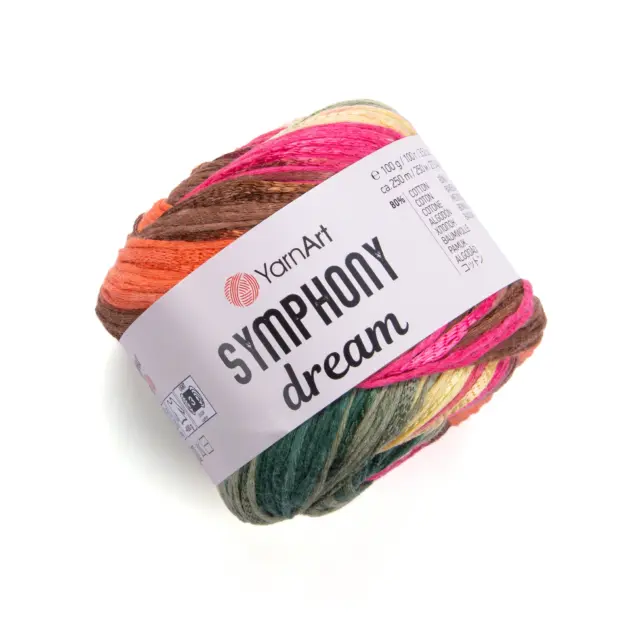 YarnArt Symphony Dream Yarn 100g – soft yarn made of 80% cotton, 20% viscose for knitting and crochet projects