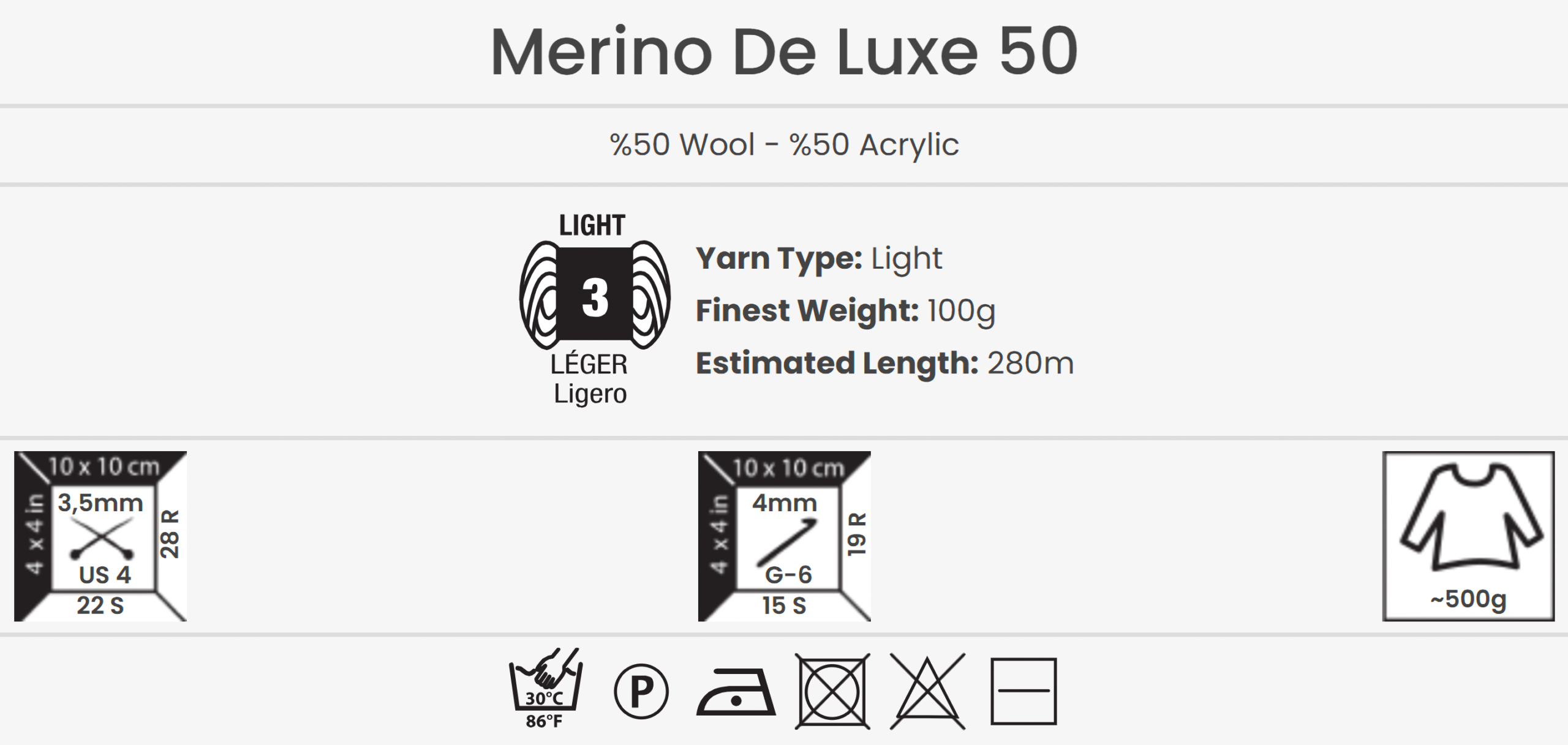 YarnArt Merino De Luxe 50 Filato 100g – filato morbido composto da 50% lana, 50% acrilico per lavori a maglia e all’uncinetto