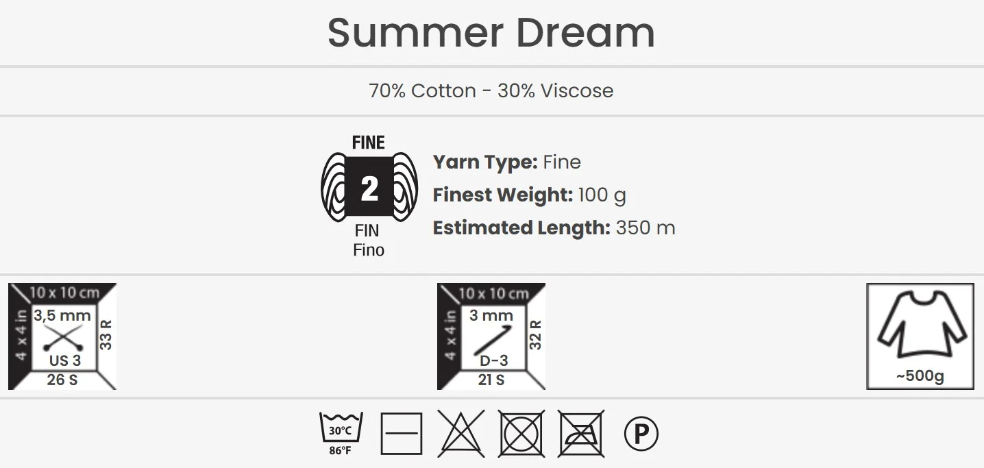 YarnArt Summer Dream lana 100g – filato morbido composto da 70% cotone, 30% viscosa per progetti a maglia e uncinetto