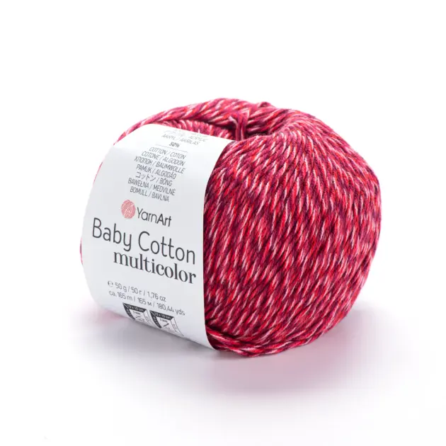 YarnArt Baby Cotton Multicolor yarn 50g – soft yarn made of 50% polyacrylic, 50% cotton for knitting and crochet projects
