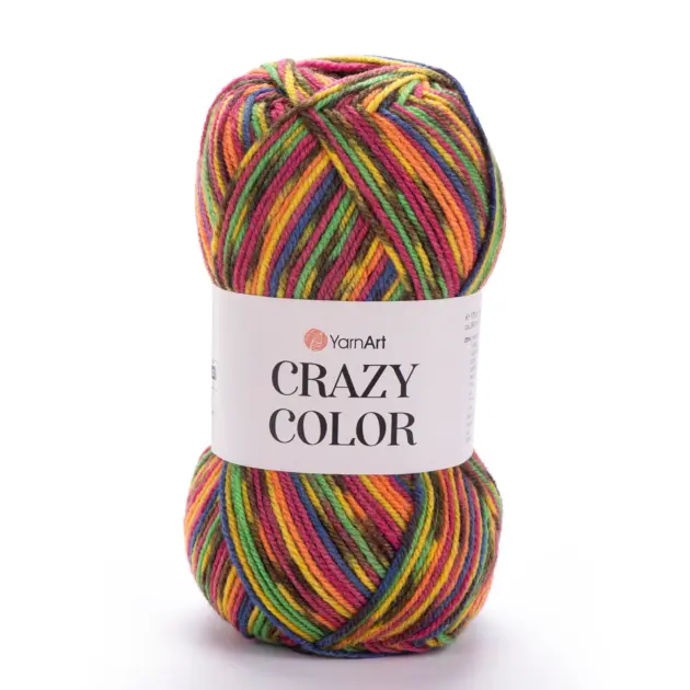 YarnArt Crazy Color yarn 100 g – colorful blend of 25 % wool and 75 % polyacryl for creative knitting and crochet projects