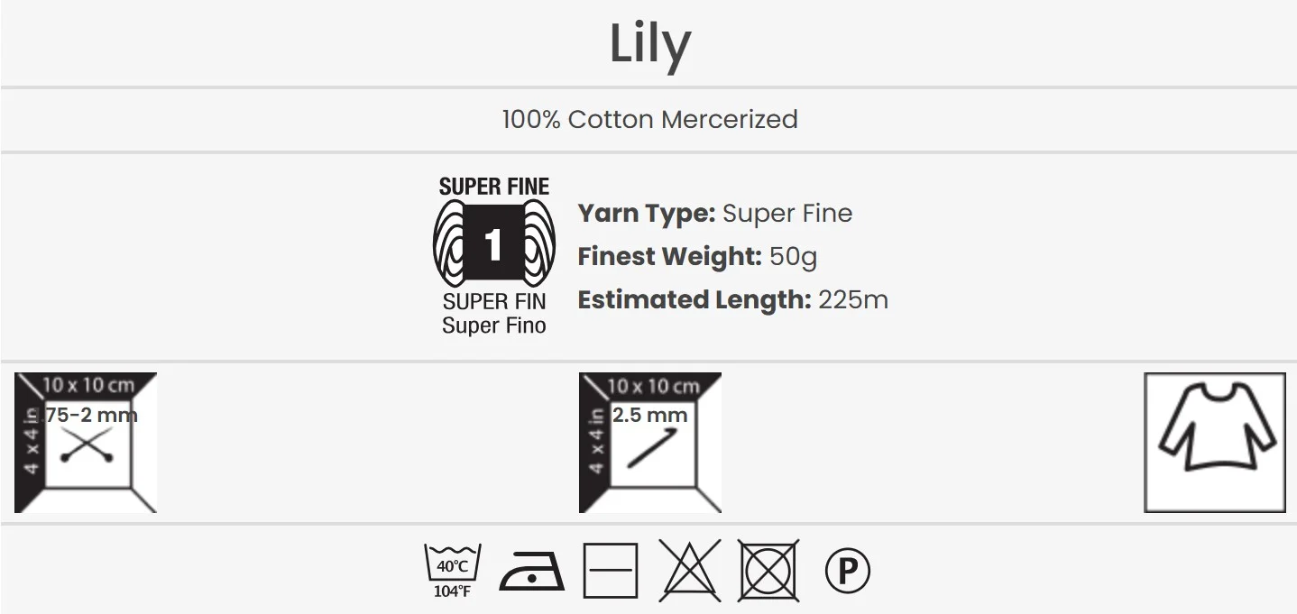 YarnArt Lily Wolle 50g – feines Garn aus 100% mercerisierter Baumwolle für Strick- und Häkelprojekte