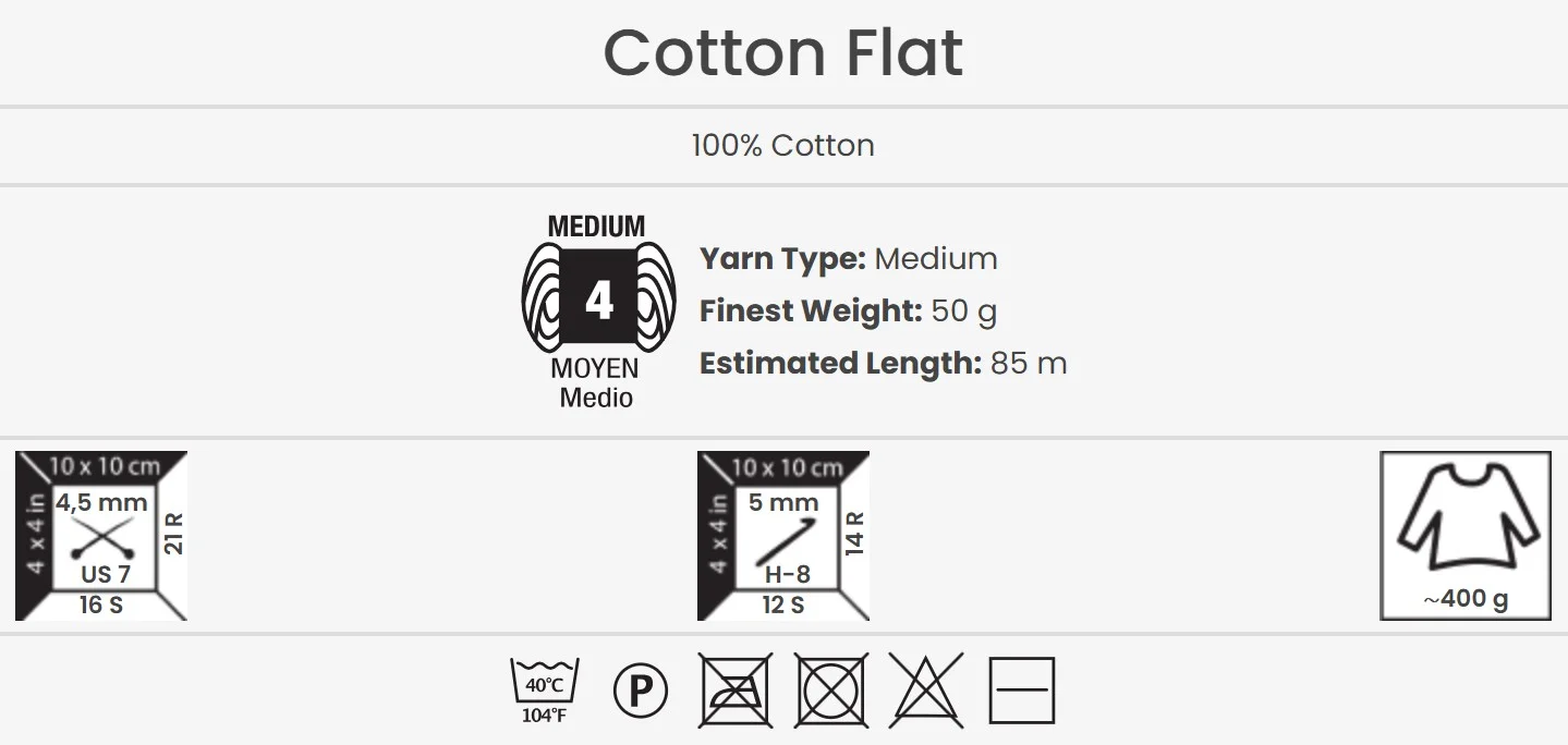 YarnArt Cotton Flat Wolle 50g – natürliches Flachgarn aus 100% Baumwolle für sommerliche Strick- und Häkelprojekte
